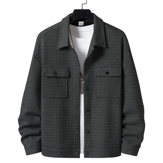 Men's Casual Jacquard Plaid Baggy Coat Shirt