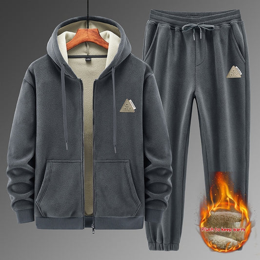 Cashmere Hooded Sweater Cotton Pants Casual Warm Keeping Sports Suit