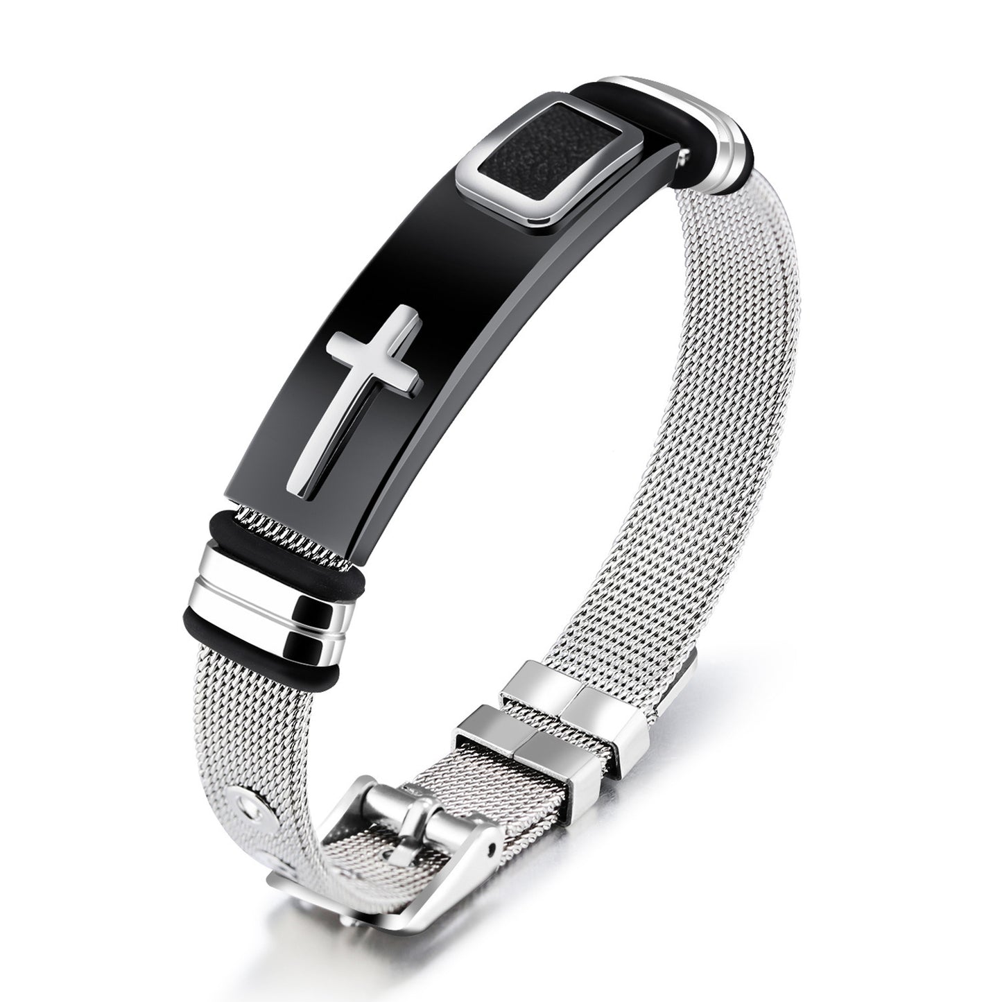 Gold cross titanium steel men's personality bracelet