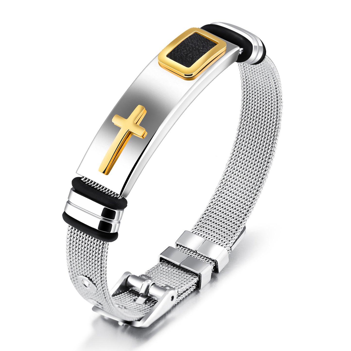 Gold cross titanium steel men's personality bracelet