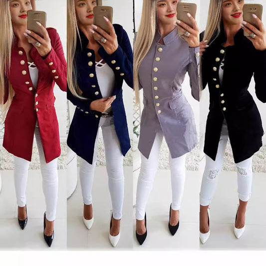 Women's Long-sleeved Breasted Slim Fit Small Business Suit Coat