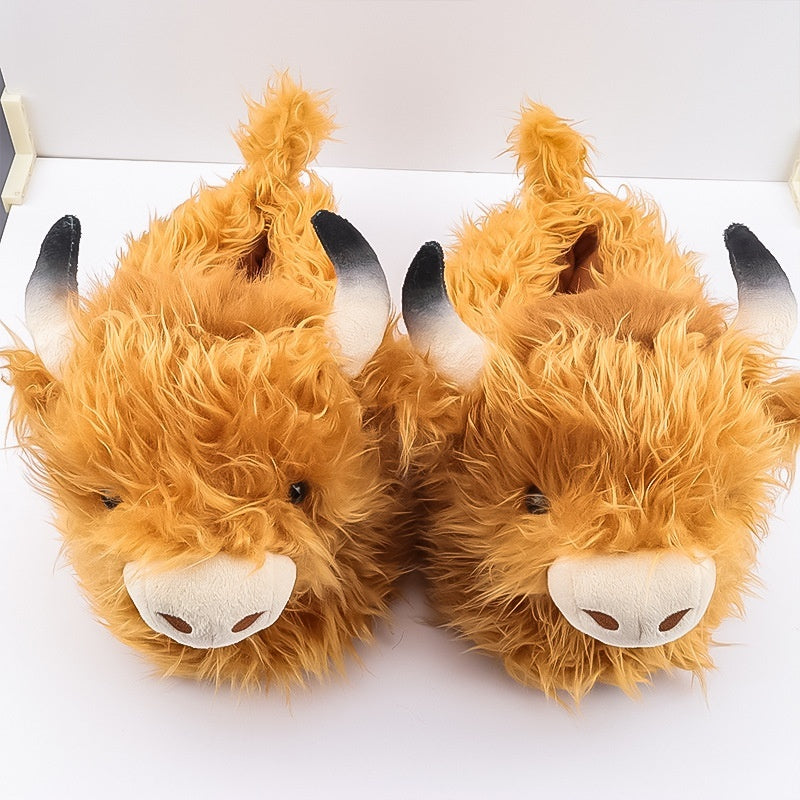 Simulated Scottish Yak Plush Slippers Cartoon Animal