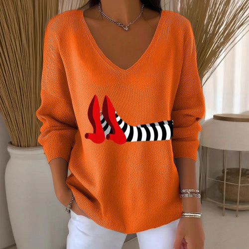 Women's V-neck Half Sleeve T-shirt Loose Ladies