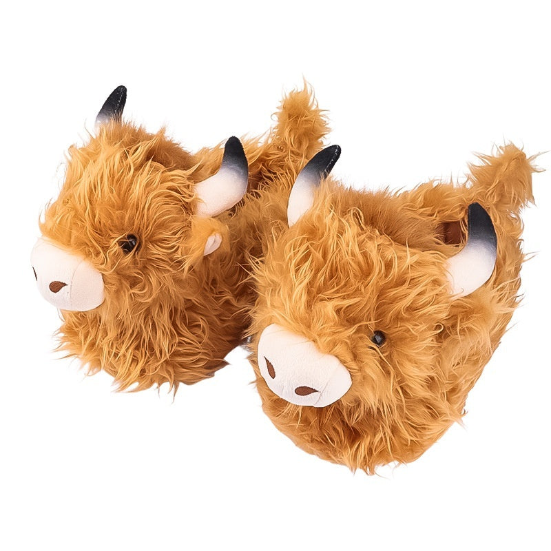 Simulated Scottish Yak Plush Slippers Cartoon Animal