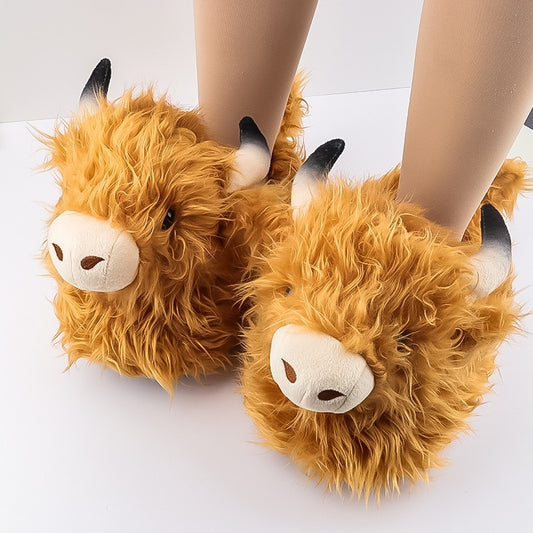 Simulated Scottish Yak Plush Slippers Cartoon Animal