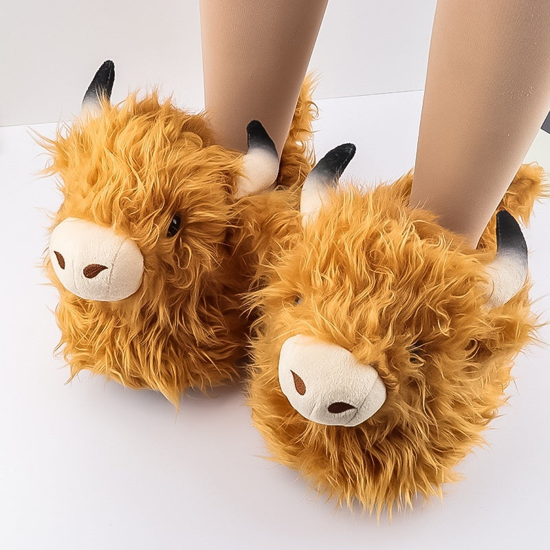 Simulated Scottish Yak Plush Slippers Cartoon Animal