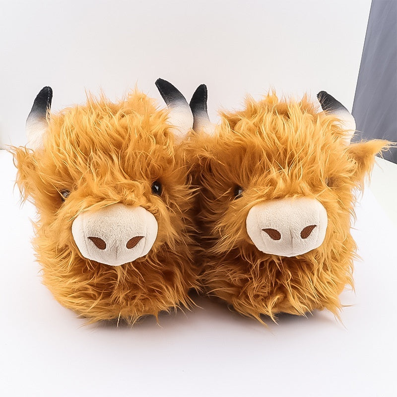 Simulated Scottish Yak Plush Slippers Cartoon Animal