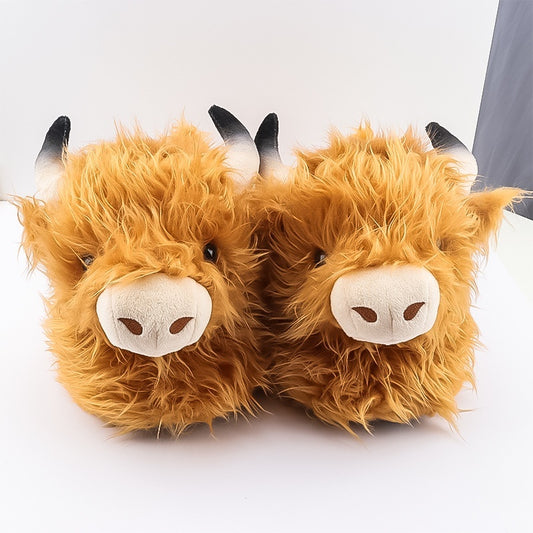 Simulated Scottish Yak Plush Slippers Cartoon Animal