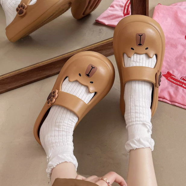 Indoor Home Thick-soled Non-slip Cartoon Closed-toe Slippers